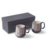Tube-Mug-Set-Of-2-Colour-Wave-Black-Ivory-Rock-Porcelain-Handmade-ETUGENE