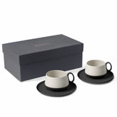 Tube-Tea-Cup-With-Saucer-Set-Of-2-Black-Ivory-Porcelain-Handmade-ETUGENE
