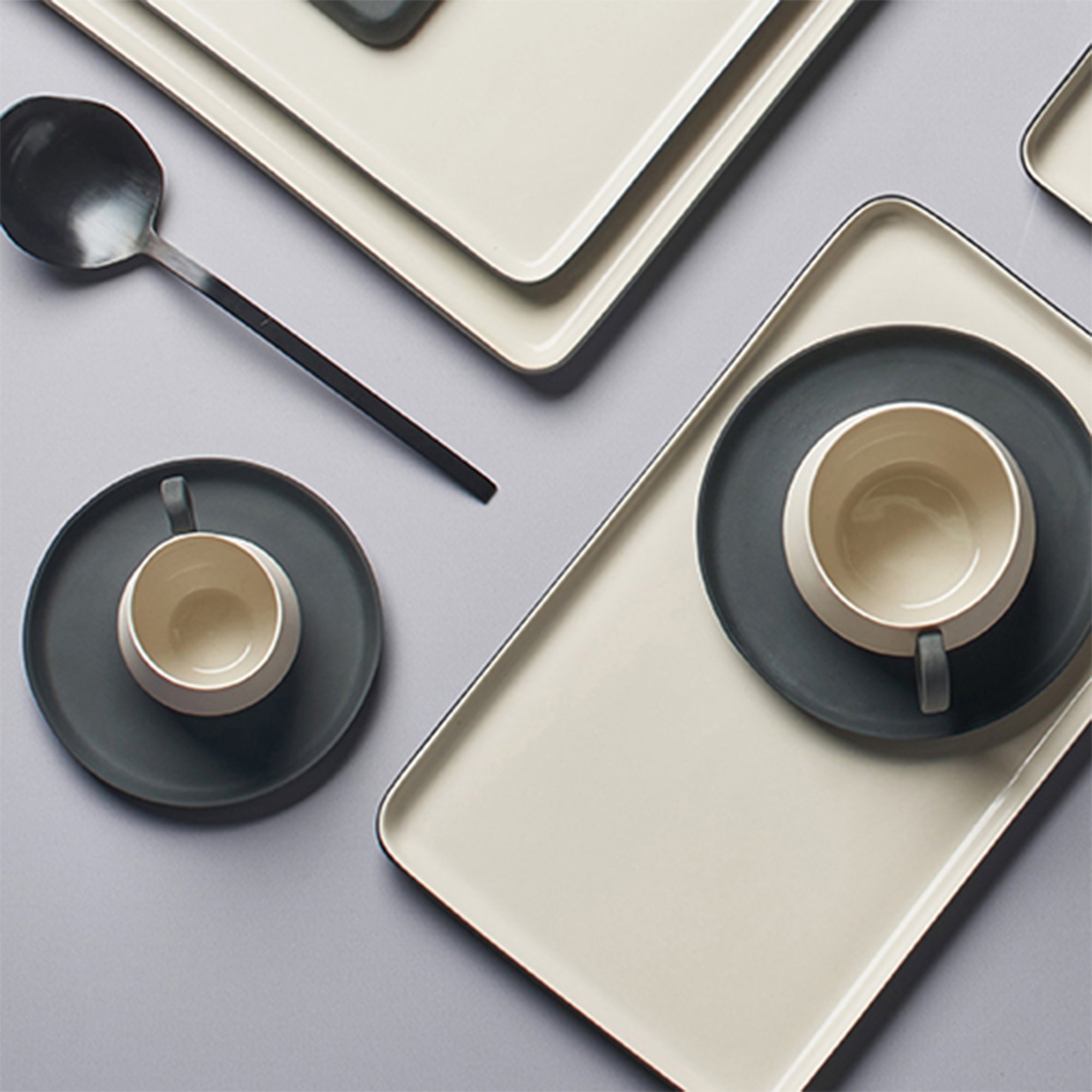 Tube-Tea-Cup-With-Saucer-Set-Of-2-Black-Ivory-Porcelain-Handmade-Set-ETUGENE